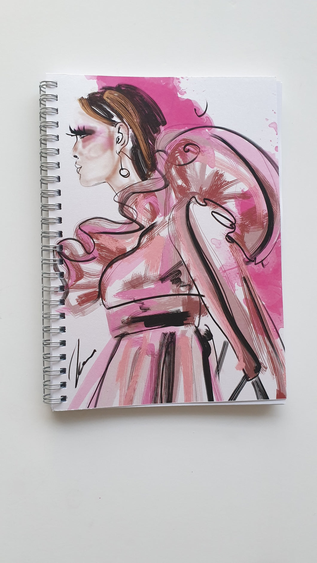 Ruled Notebook Journal with art cover of Lady in Valentino by Talia Zoref