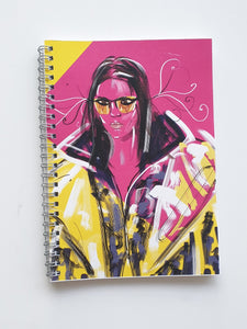 Ruled Notebook/Journal with cover of Kendall in yellow pink Versace by Talia Zoref