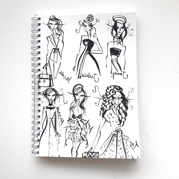 Imaginary Fashion Divas Ruled Spiral Notebook by Talia Zoref