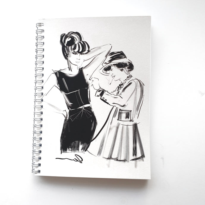Ruled Notebook/Journal with Coco Chanel doing a fitting by Talia Zoref