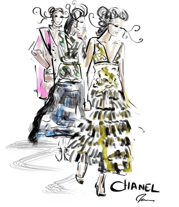 Coco Chanel Fitting a Model - Fashion Illustrations by Talia Zoref
