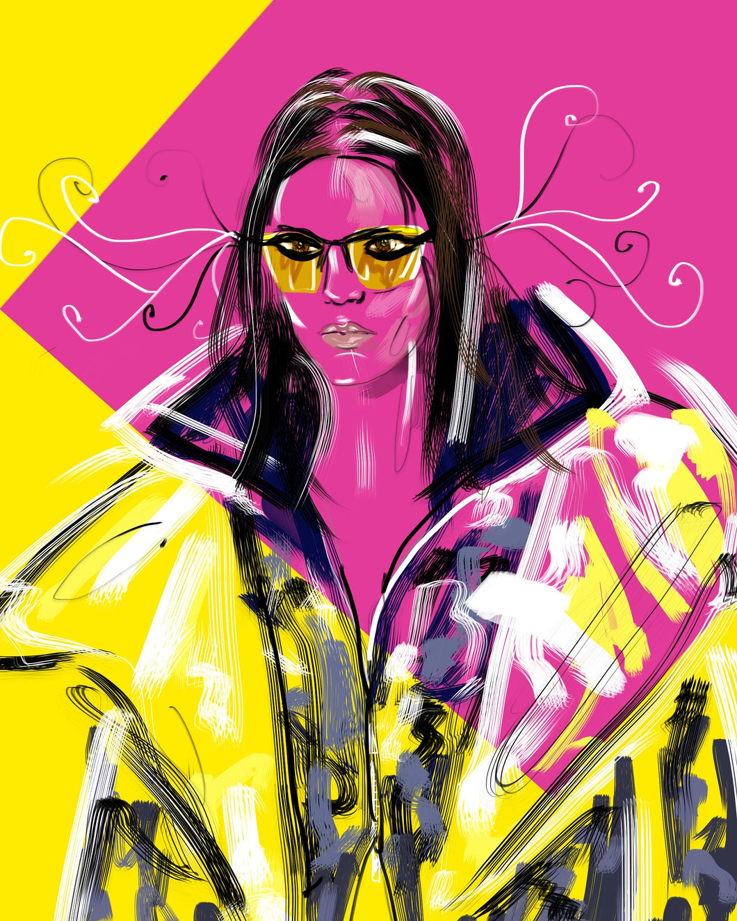 Kendall Jenner in Versace Fashion - Fashion Illustration by Talia Zoref