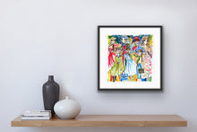 Colorful entrance wall artwork with Women of the Riviera by Talia Zoref