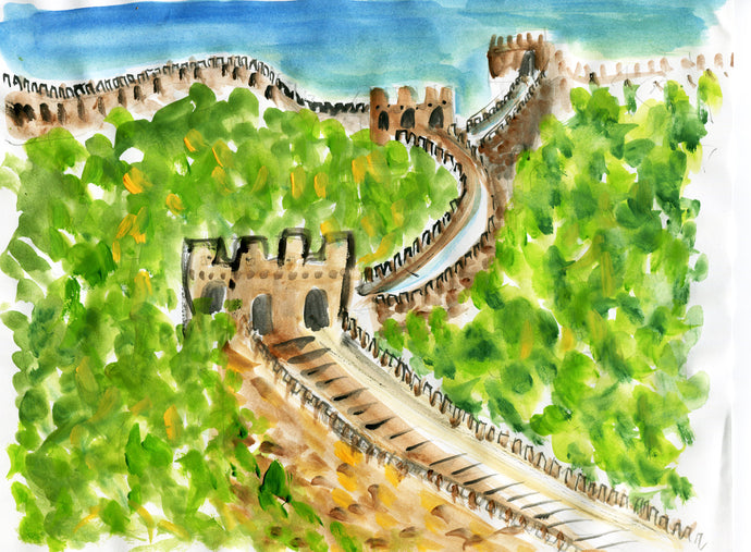 Great Wall of China – A Travel Painting by Talia Zoref