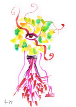 Eye Artwork with Eye wearing a colorful dress with fringes - Eyes of Fashion by Talia Zoref