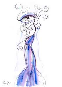 The Mystical Eye, a blue and purple relaxed eye painting - Eyes of Fashion by Talia Zoref