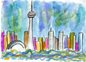 Toronto Skyline from Lake Ontario – A Travel Painting by Talia Zoref