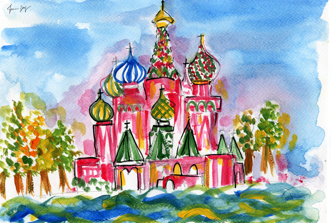 A View of Moscow – A Travel Painting by Talia Zoref